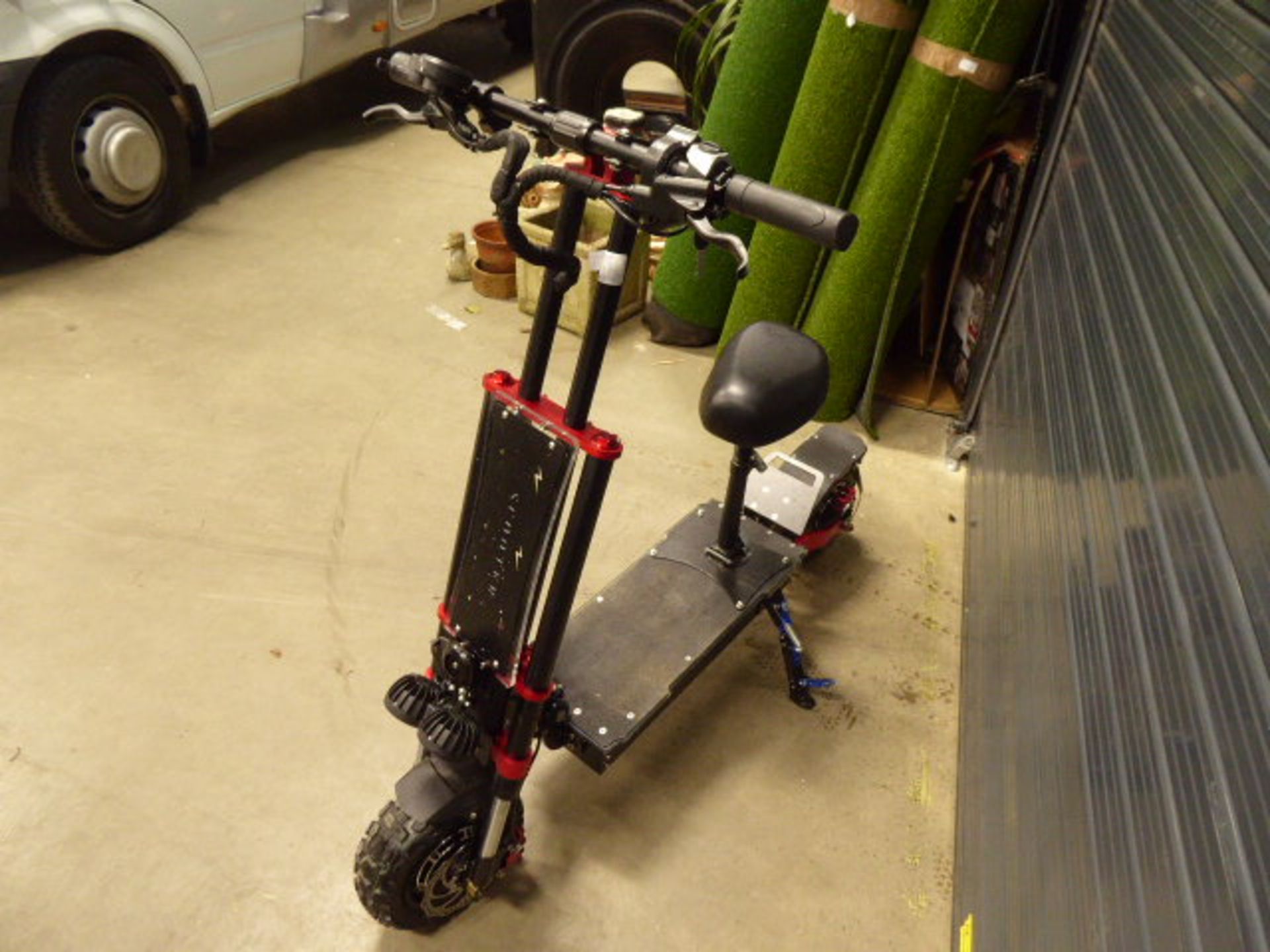 Red and black heavy duty 3 speed electric scooter with chargers - Image 3 of 3