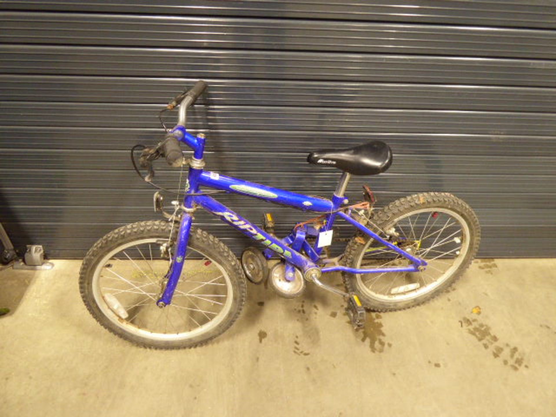 Blue Riptide child's cycle with stabilisers