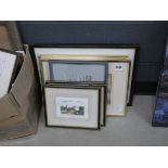 Quantity of engravings depicting country houses plus Russell Flint and hunting prints