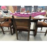 Oak refectory style table plus 4 upholstered chairs