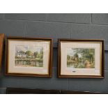 Pair of framed and glazed prints entitled 'The duck pond' and 'The angler's retreat'