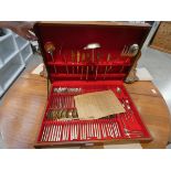 An 86 piece solid bronze Eurasco cutlery set in large wooden case