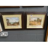 Pair of framed and glazed prints entitled 'Peaceful valley' and 'Harvesting'