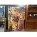 Modern abstract wall hanging in brown and beige