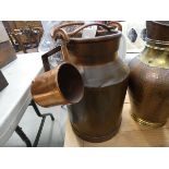 (17) Copper finished milk urn plus a mug