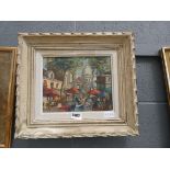 Oil on canvas 'French market scene'