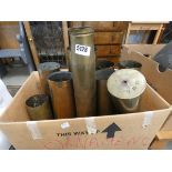 (4) Box containing a quantity of brass ammunition shells