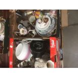 2 boxes containing silver plated ware, lusterware, glassware and crockery