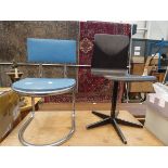 5269 - Bentwood chair plus a blue rexine and chrome stool