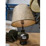 Pottery table lamp with shade