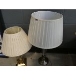 2 Glass table lamps with pleated shades
