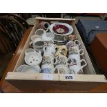 Box of crockery, Oriental ceramics, shaving mugs and commemorative mugs