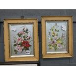 Pair of paintings depicting roses