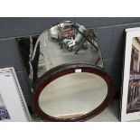 Oval Edwardian mirror, bevelled mirror and a rectangular mirror (3 in total)