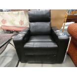 Black leather effect electric reclining armchair