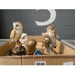 Box containing ornamental owls