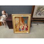 5436 Framed tapestry of Middle Eastern court scene