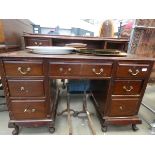 Late Victorian pedestal desk with gallery