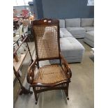 Wicker and beech rocking chair