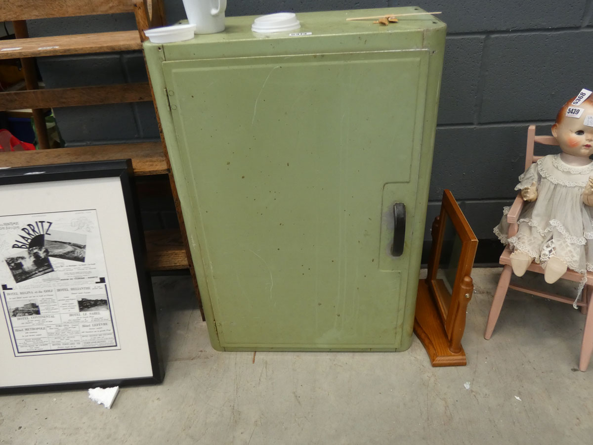 Green painted aluminium single door cupboard