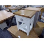 Chester White Painted Oak 1 Drawer Small Lamp Table (53)