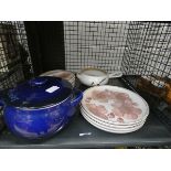 Cage containing a quantity of Denby crockery