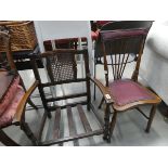 5186 - Wicker backed armchair plus a bedroom chair