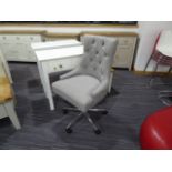 Sorrento Light Grey Fabric Winged Office Chair With Curved Button (46)