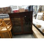 Reproduction mahogany glazed double door bookcase