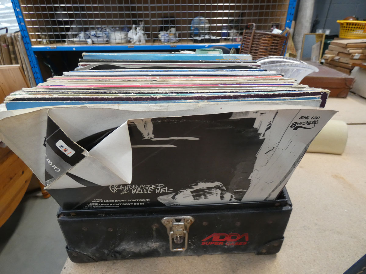 Box containing vinyl records