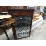 5350 - Glazed mahogany single door corner unit