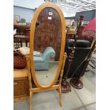 Beech framed cheval mirror