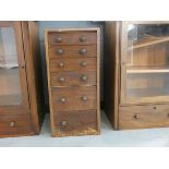 Narrow mahogany 6 drawer pedestal