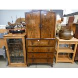 1950's mahogany veneered dome topped cabinet with 3 drawers under