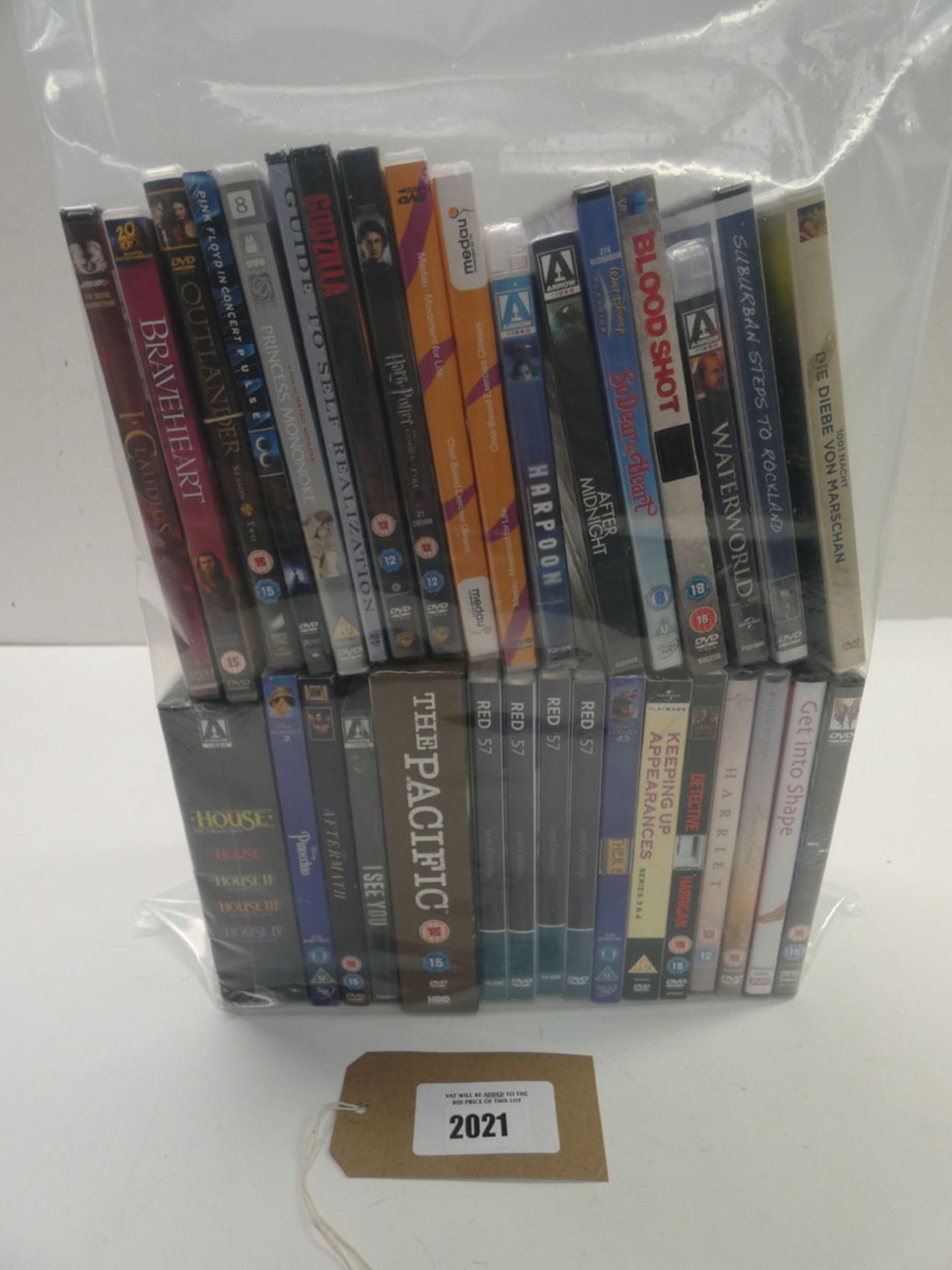 Bag containing quantity of various DVD films and boxsets