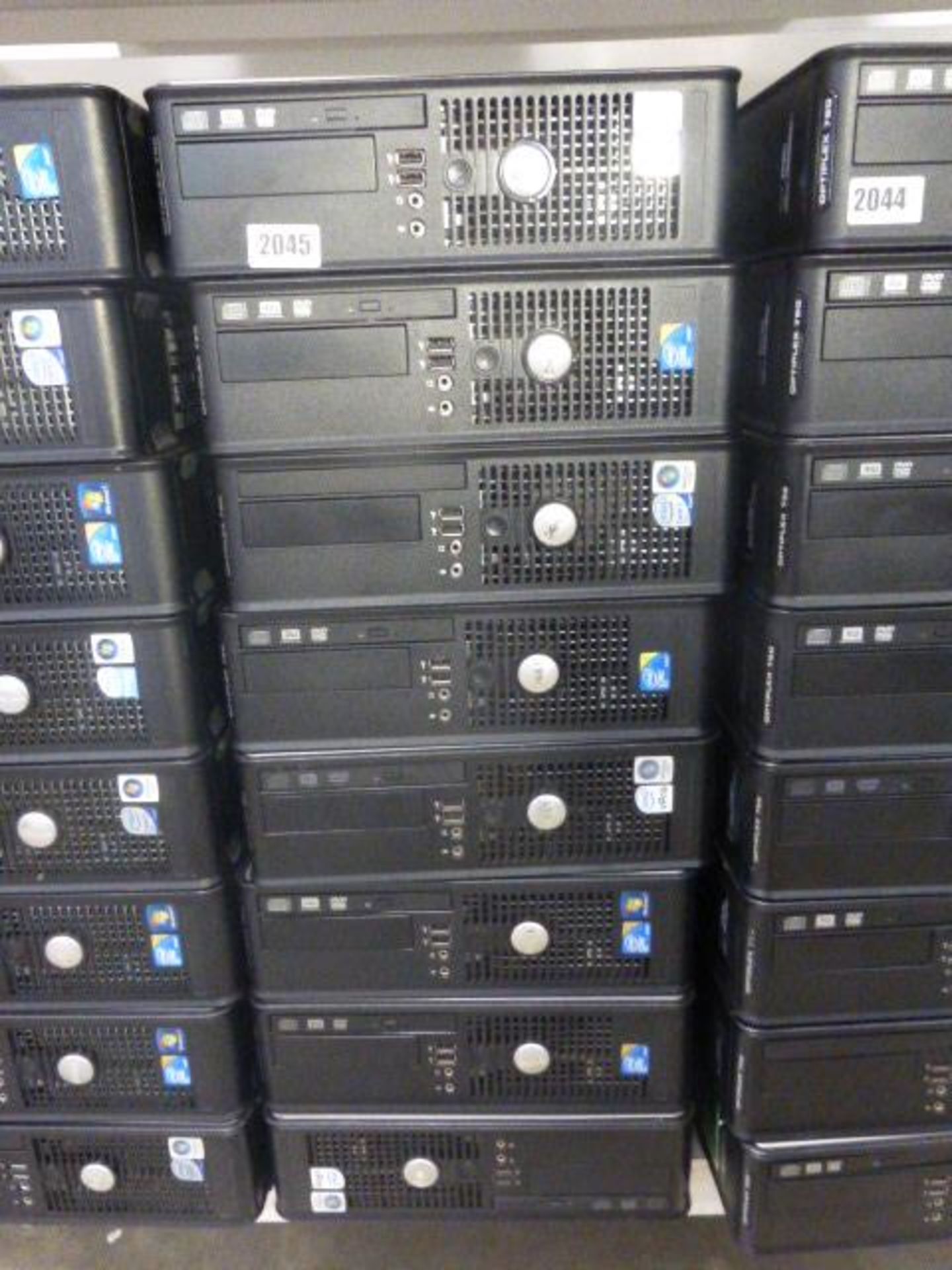 (153) Stack of 8 various Dell Optiplex desktop pc's for spares and repairs