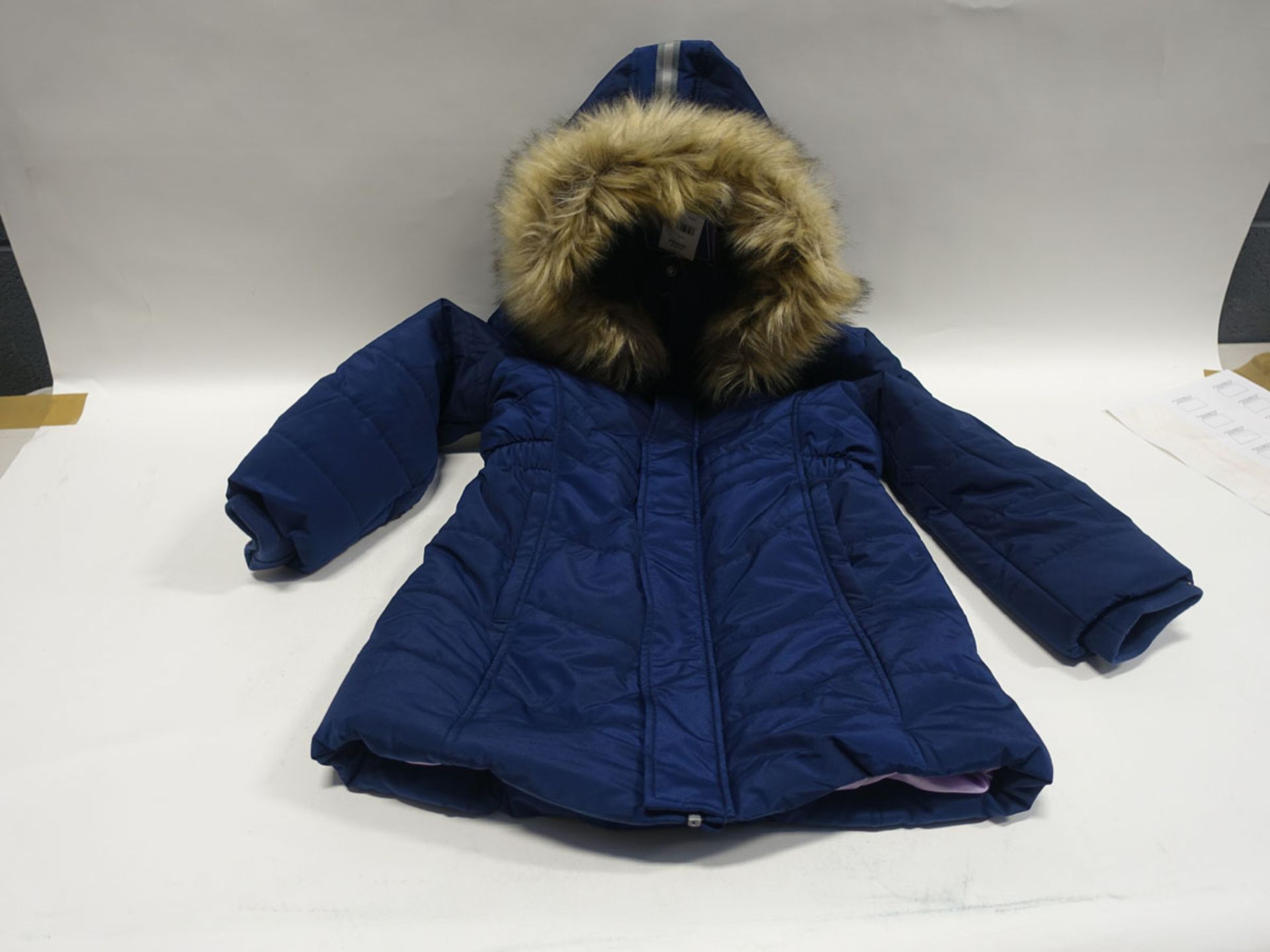 Childs navy winter's coat with faux fur trim to the hood size XL/11-12 year old