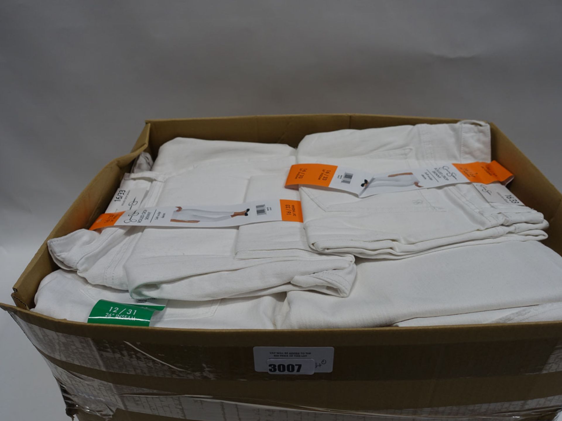 Bag containing approx 40 pairs of Jessica Simpson roll crop jeans in white (various sizes)