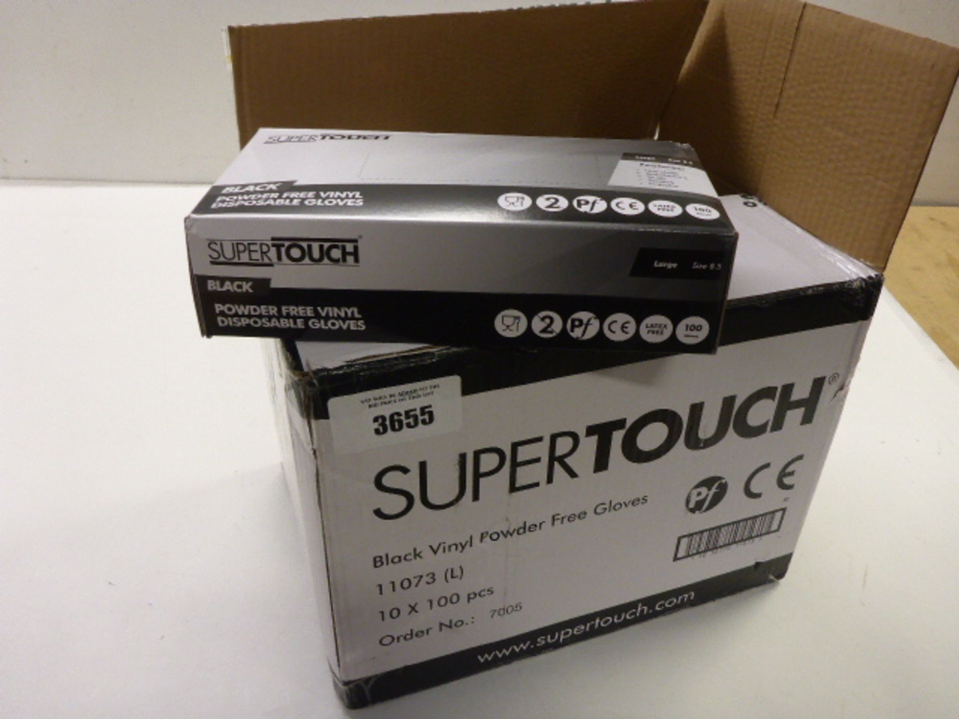 10 packs of 100 Super Touch black powder free disposable gloves