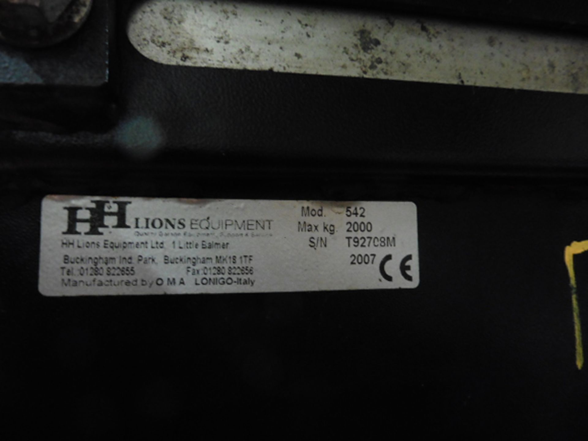 HH Lions Equipment Ltd 542 jacking beam, 2000kg, Yr 2007 - Image 6 of 6