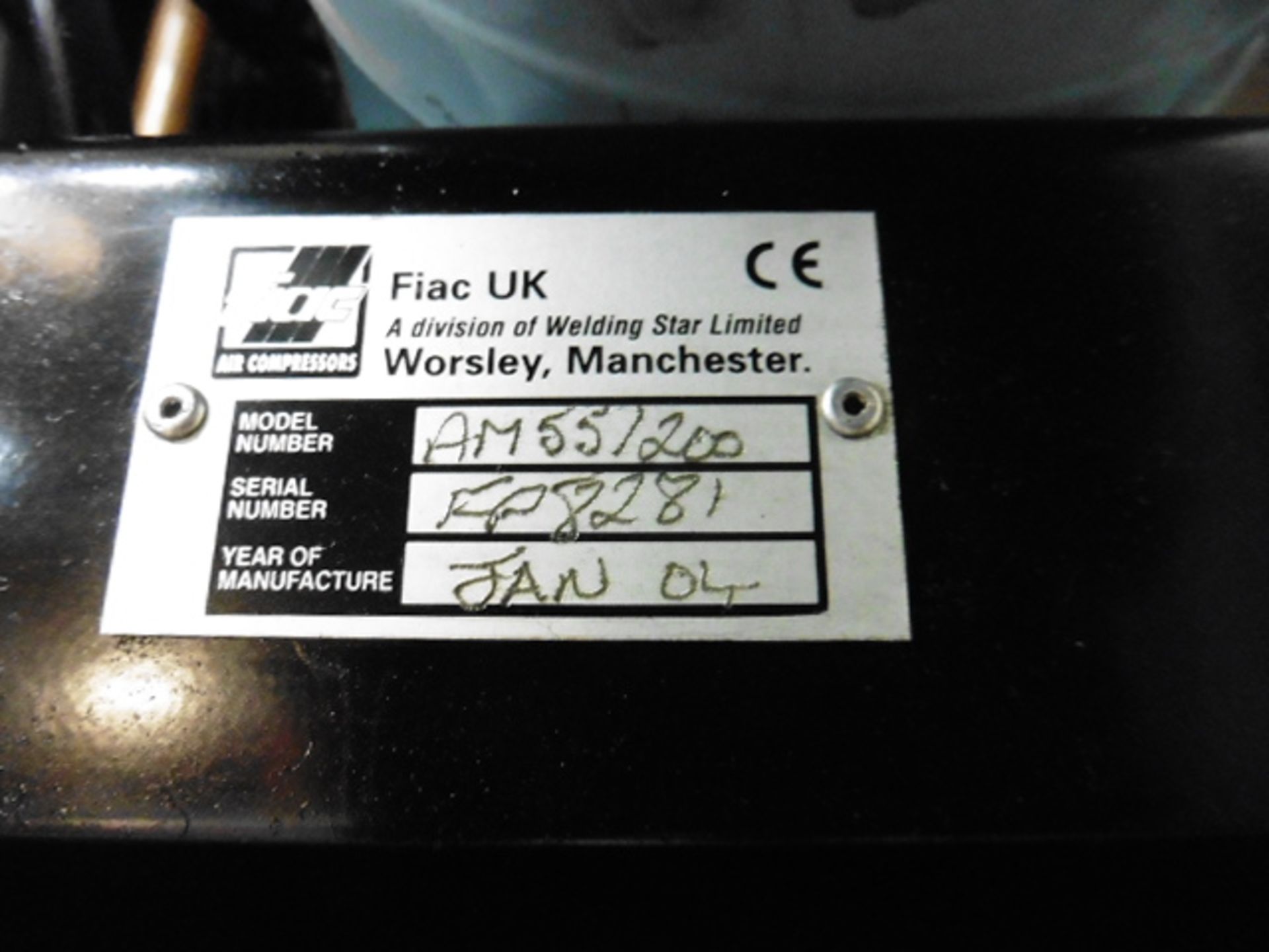 FIAC Air Main AM55 – 200 receiver mount compressor, Yr 2004, 3ph - Image 2 of 2