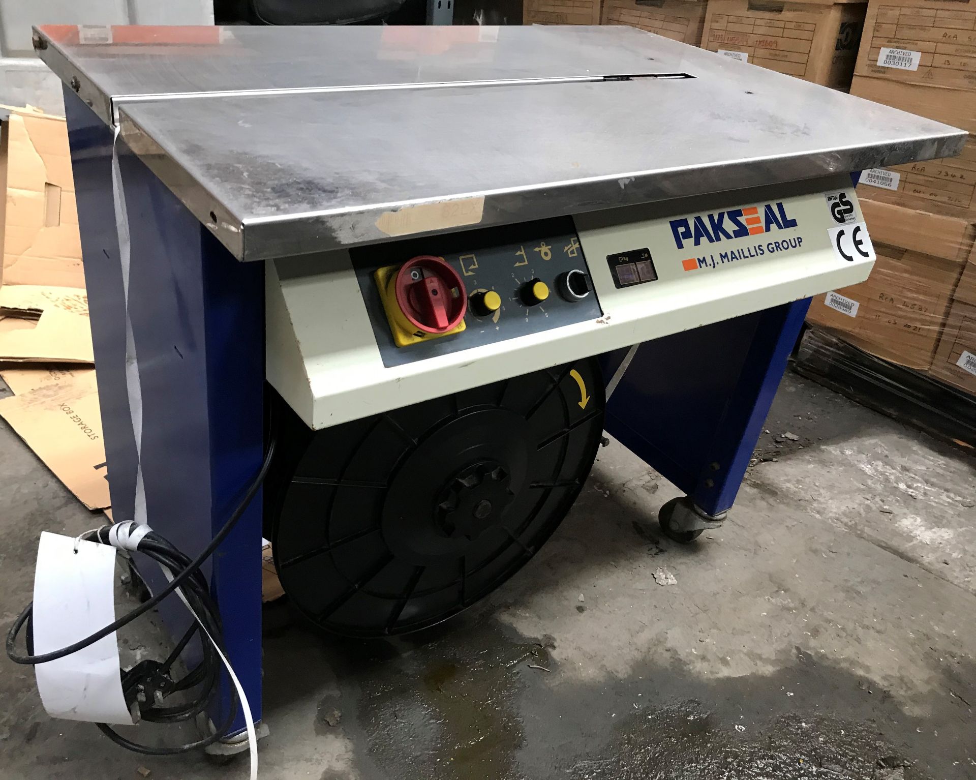 An MJ Maillis PAKSEAL Model PSA3000E Mobile Box Strapping Machine No.104111224, 85kg weight, 240v ( - Image 2 of 3