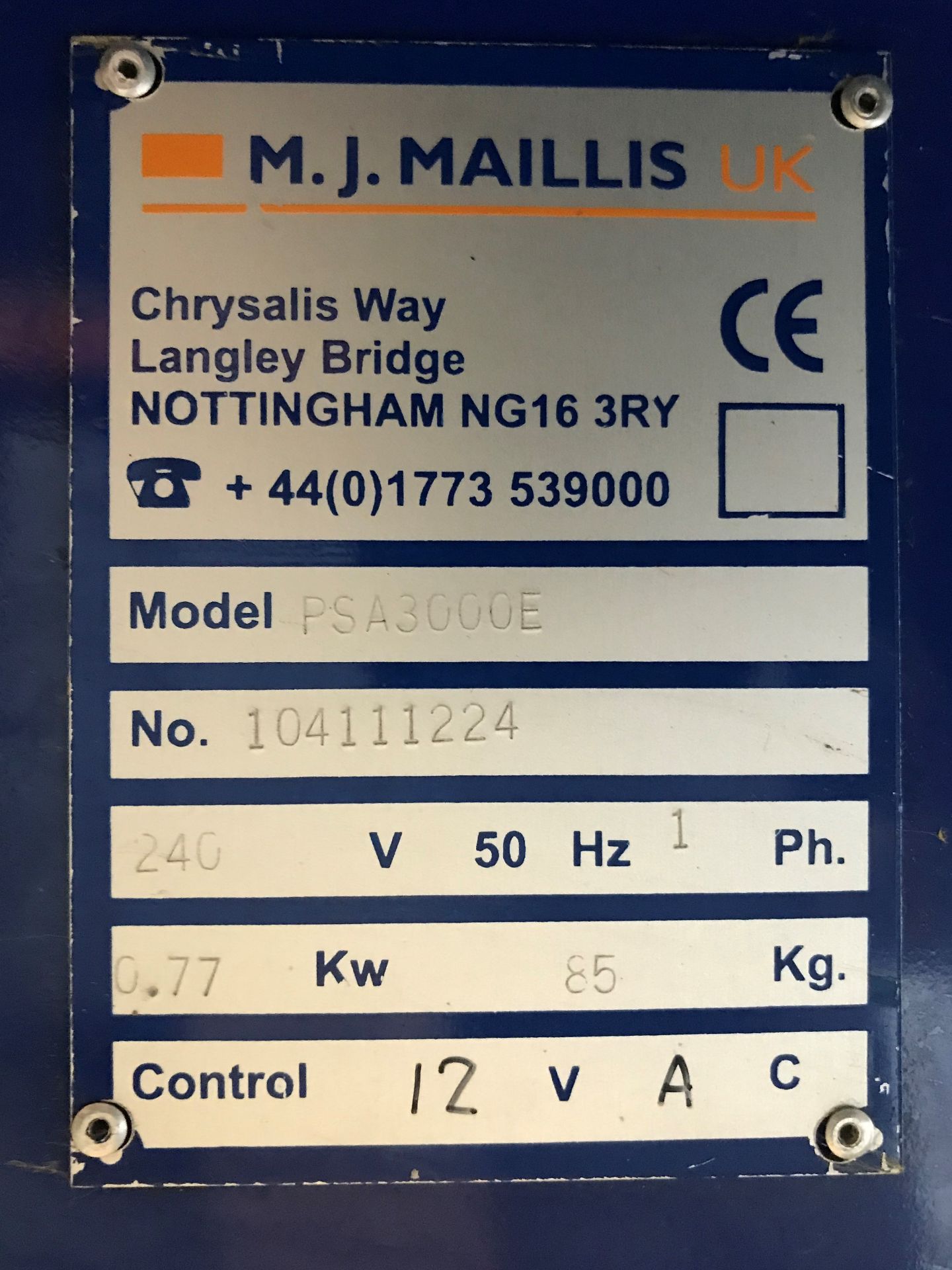 An MJ Maillis PAKSEAL Model PSA3000E Mobile Box Strapping Machine No.104111224, 85kg weight, 240v ( - Image 3 of 3