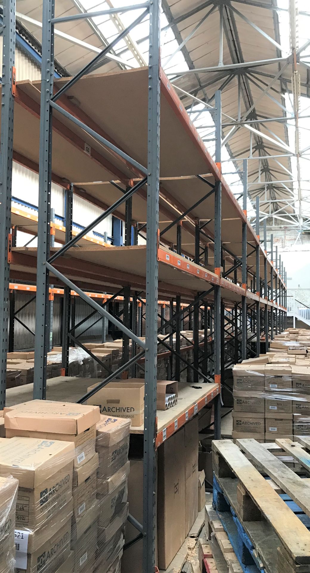 10 bays of 3 tier Boltless Steel Pallet Racking with Boarded Shelving comprising: 11 Dexion - Image 2 of 2