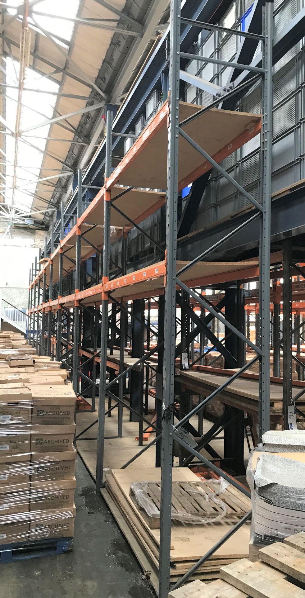 9 bays of 3 tier Boltless Steel Pallet Racking with Boarded Shelving comprising: 10 Dexion Speedlock - Image 2 of 2