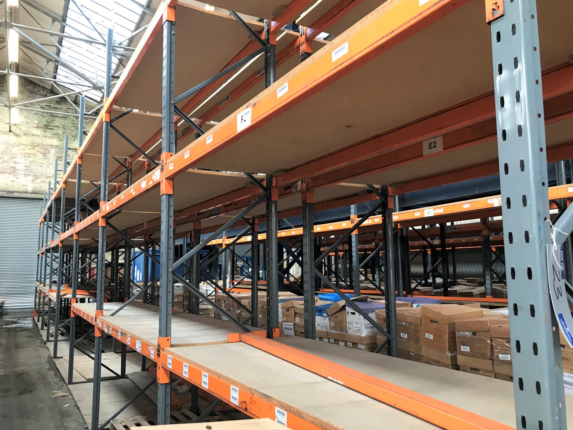 8 bays of 3 tier Boltless Steel Pallet Racking with Boarded Shelving comprising: 9 Dexion - Image 2 of 2