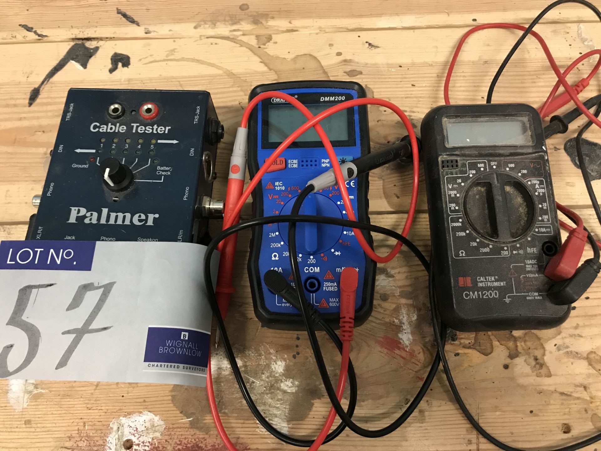 The Electrical Test Equipment comprising: Palmer Cable Tester, Draper DMM200 Multimeter and Caltek