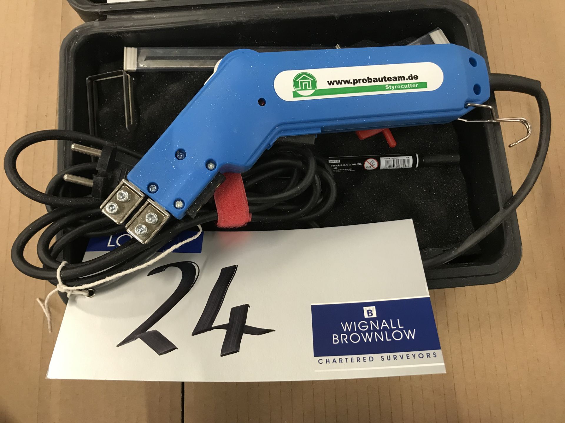 A Porbauteam PBT02 Portable Electric Styro Cutter, 240v with carry case.