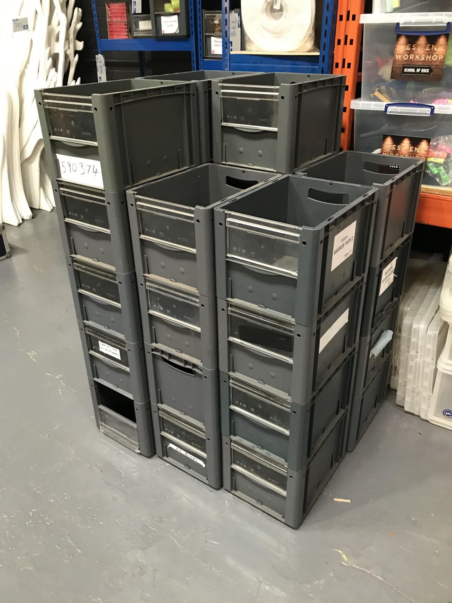 27 Grey Stacking Boxes.