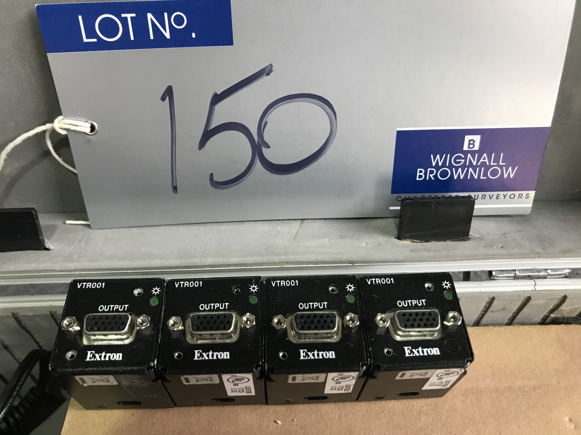 4 Extron VTR001 CAT5 Receivers with power leads and flight case (located at Unit D10, Carrington